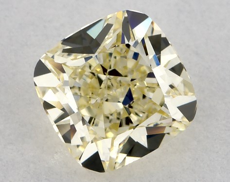 This cushion modified cut 1.21 carat Fancy Light Yellow color VVS2 clarity has a diamond grading report from GIA